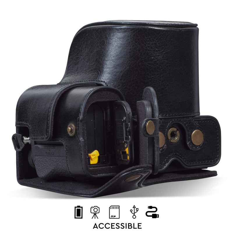 MegaGear MG1942 Ever Ready Genuine Leather Camera Case Compatible with Nikon Z5 - Black