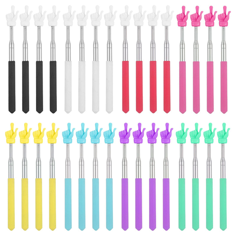 32 Pack Pointer Stick for Classroom, Extendable Multipurpose Teacher Pointer Stick Finger Pointers Sticks for Teachers Coach Presenter, Classroom Essentials(8 Colors) 32