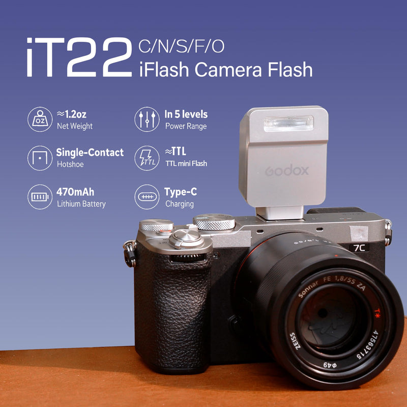 GODOX iT22 S IT22S mini Flash, TTL Wireless Camera Flash for Sony Camera | 700+ Flashes & 1.5 s Recycling iFlash IT22 S (Silver)