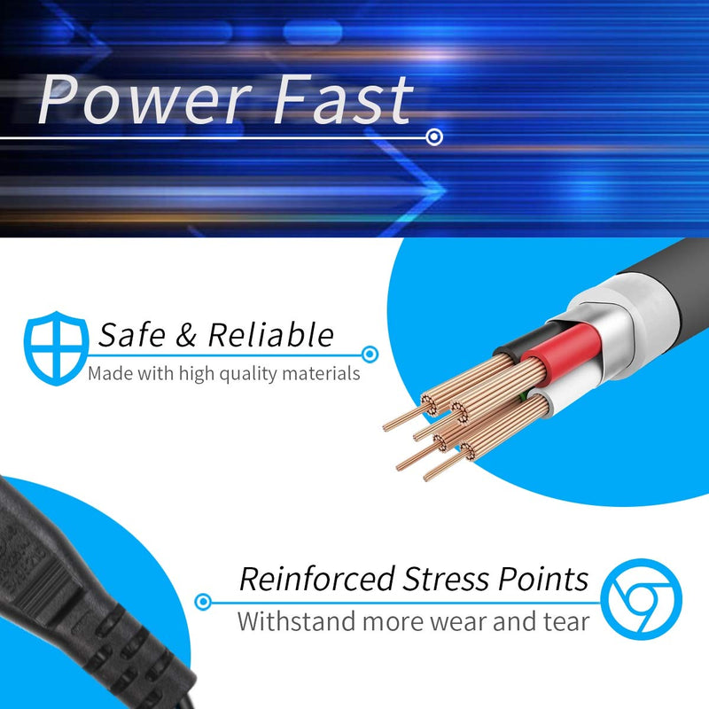Kimaru TV Power Cord for Samsung LG TCL Sony LED LCD Insignia Sharp Toshiba JVC Hisense Electronics (4Ft Cable)