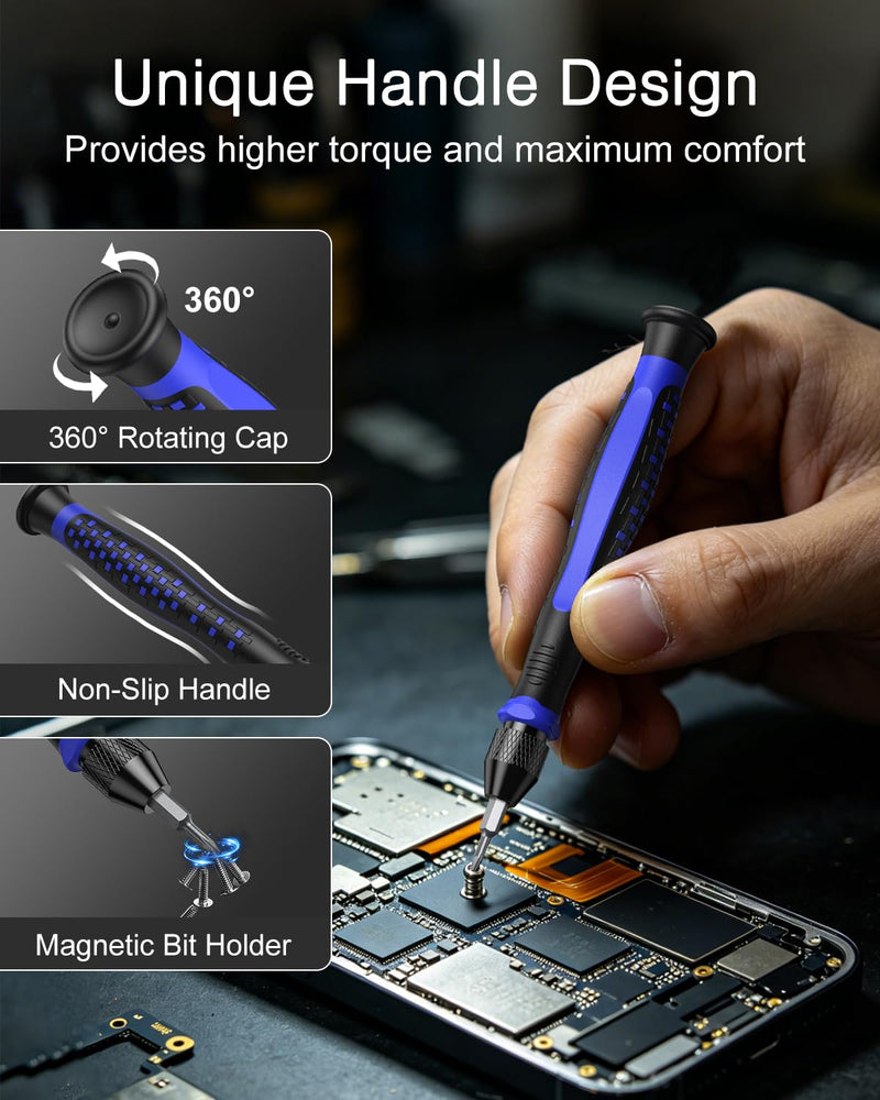 ORIA Small Precision Screwdriver Set, Mini Repair Tool Kit for Phone, PC, Computer, Laptop, Xbox, Switch, Glasses, Watch, Electronics, DIY, Pocket Repair Tools with Torx Phillips Flat and More Blue 24-IN-1