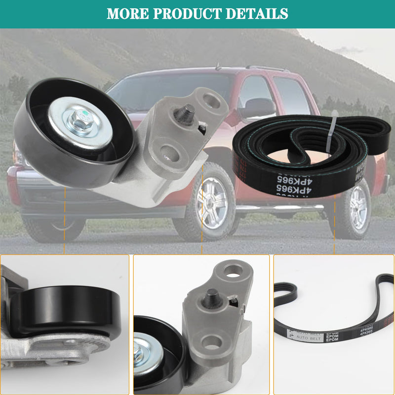 Car A/C Serpentine Drive Belt Tensioner Kit 90K-38159 Compatible with 1999-2008 Cadillac Escalade Chevrolet Avalanche Silverado Express GMC Sierra H2 Replaces 19311139 38159 ACK040378HD