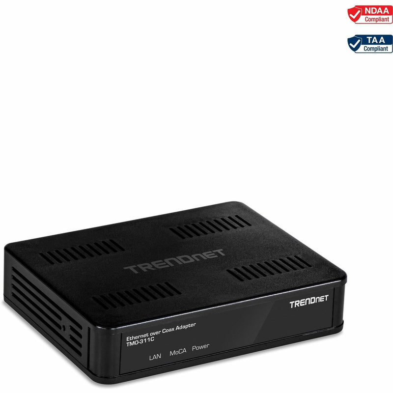 TRENDnet Ethernet Over Coax Adapter, Backward Compatible with MoCA 2.0, Gigabit LAN Port, Supports Net Throughput Up to 1Gbps, Supports Up to 16 Nodes On One Network, Black, TMO-311C Single Adapter
