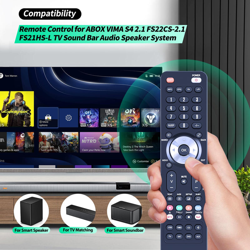 New Replace Remote Control Compatible with ABOX VIMA S4 2.1 FS22CS-2.1 FS21HS-L TV Sound Bar Soundbar Audio Speaker System Remote Control