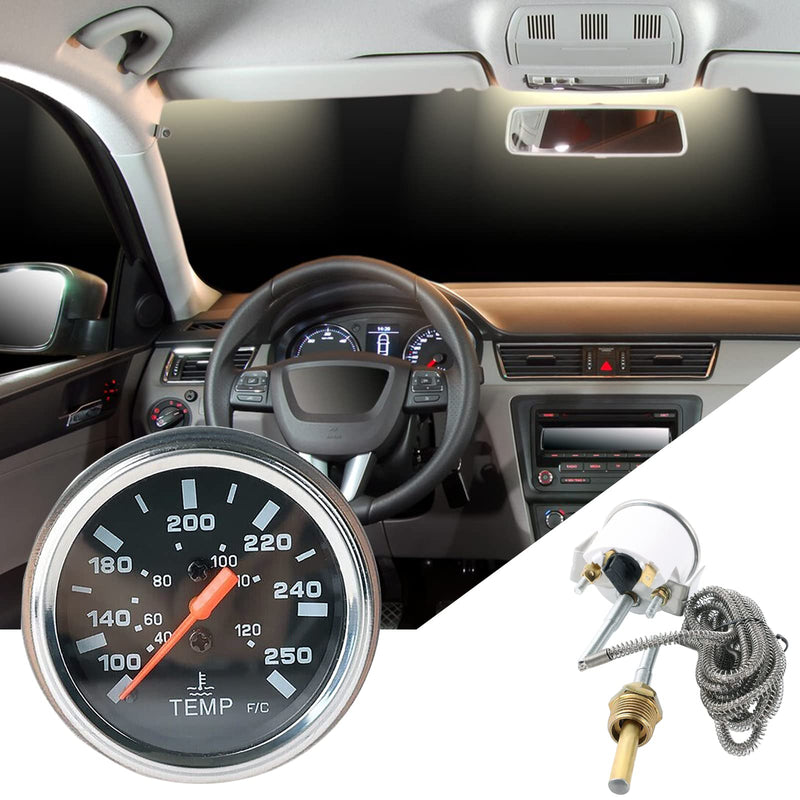 Mechanical Car Water Temp Temperature Gauge Endxedo 2'' inch 52MM Pointer Electrical Water Temperature 12V Temp Gauge Car Meter with Sensor NPT 1/2