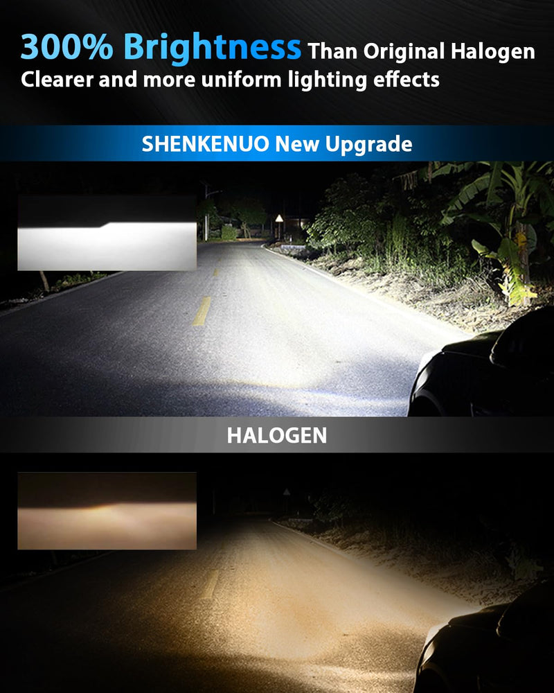 SHENKENUO Fit For DODGE RAM 1500 2500 3500 (2019-2024) 9005+H11 High/Low Beam Ultra - High Performance Halogen Headlight Bulbs Combo & H11 Fog Bulbs,Plug-n-Play,Pack of 6 (2019-2024)
