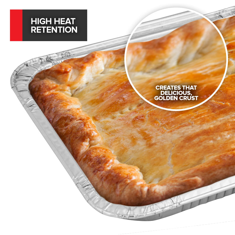 (30 Pack) Disposable Aluminum Pans 9x13 Shallow, Heavy Duty 1.75" Deep Foil Pans, Baking Tins, 13x9 Baking Pan for Cooking and Serving Cookies, Brownies, Sheet Cake, Cookie Sheets, Holiday Meal Prep 30