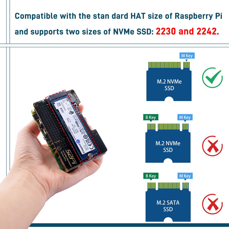 GeeekPi Metal Case with N04 PCIe M.2 Key-M NVMe SSD PCIe Peripheral Board for Raspberry Pi 5