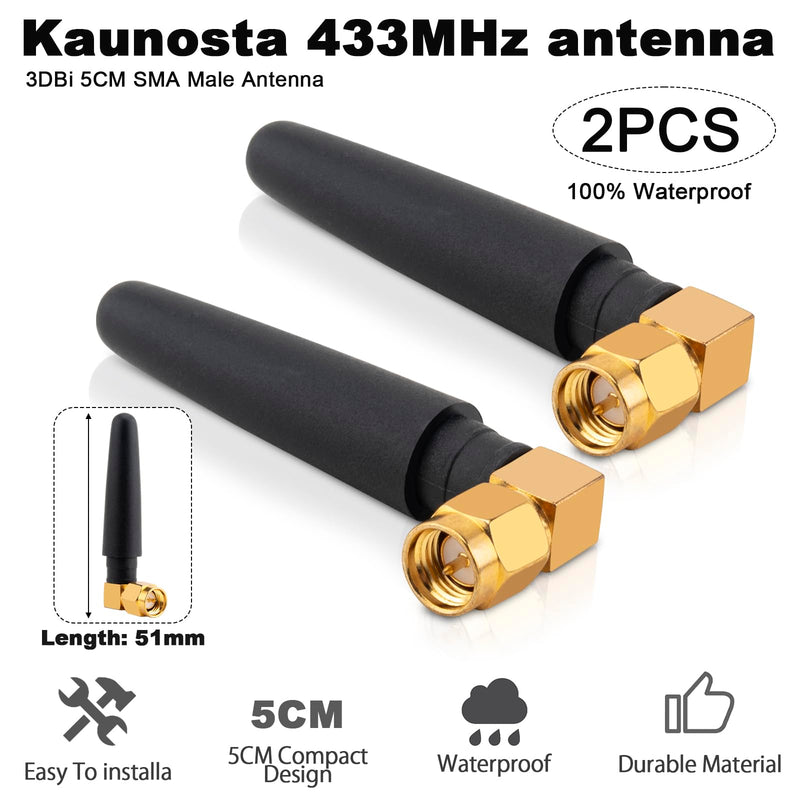 433Mhz Antenna SMA Male 3dBi Omnidirectional Thumb Antenna Short Range Mini Aerial for Ham Radio Signal Booster Wireless Repeater LoRa IoT Remote Walkie Smart Home Sensor (2 Pack)