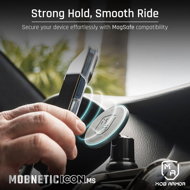 MobNetic Icon.MS MagSafe Compatible Phone Mount, Magnetic Phone Holder for Car w/ 90lb Pull Force, 90º Tilt & 360º Rotation, Aluminum Build, Compatibility for iPhone & Android (Gold) 18 Karat Gold