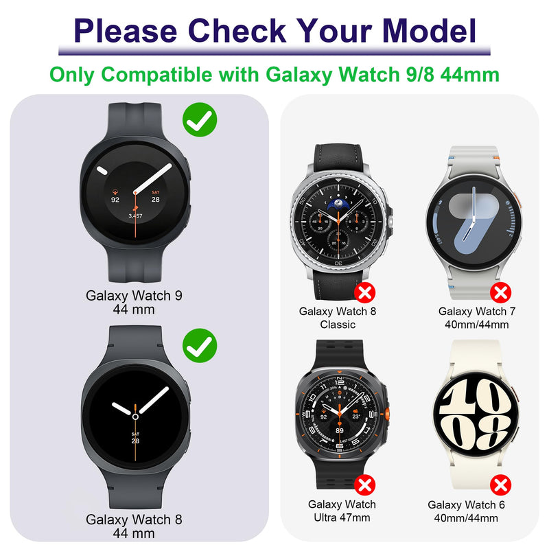 12+4 Pack Case for Samsung Galaxy Watch 9/8 44mm with Tempered Glass Screen Protector, Plated Glossy Hard PC Scratch Resistant Protective Cover Compatible with Galaxy Watch 9/8 44mm Galaxy Watch 9/8-44mm