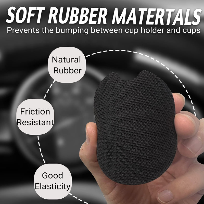 Car Coasters for Cup Holders，2.75" Anti Slip Rubber Mat with A Finger Notch, 2 Pack Car Cup Holder Coasters for Car Interior Accessories for Women Men Flower Balck Cat
