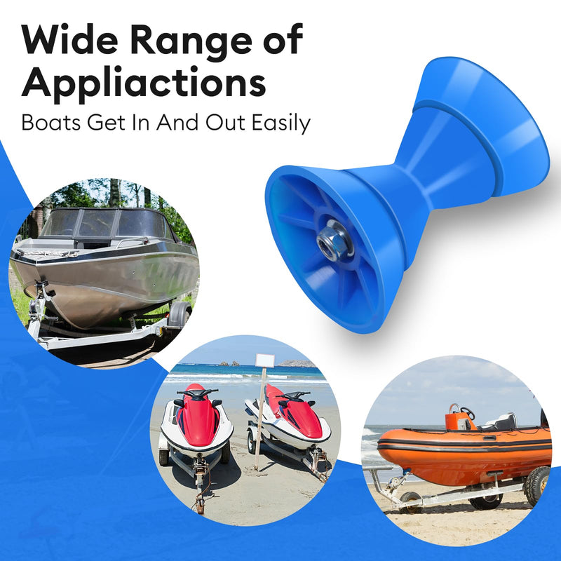 3 Inch 4 Inch Boat Trailer Roller Bow Stop with 1/2" Shaft Bow Stop for Boat Trailers Blue Bow Rubber Roller 3 Inch