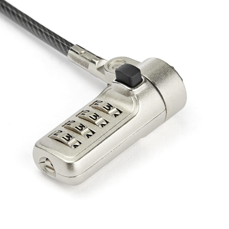 StarTech 6.6ft (2m) Laptop Cable Lock, Portable, TAA | 4-Digit Combination Laptop/Desktop Security Cable Lock for Wedge Slot Computers, Anti-Theft Vinyl-Coated Steel Combo Nobel Wedge Resettable Combination