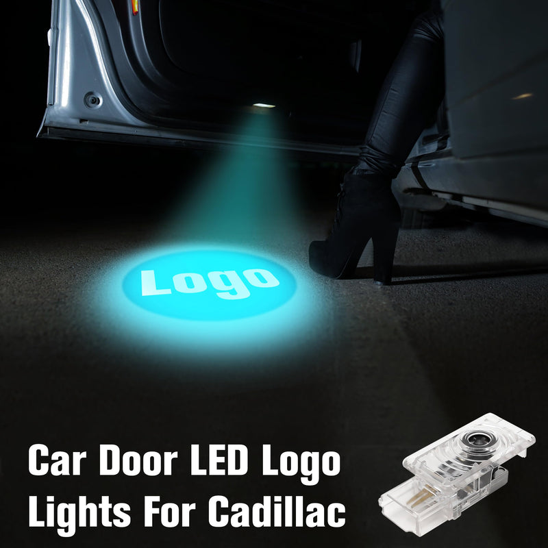 4 Pack Car Door LED Lights Logo for Cadillac, Projector Puddle Lights Compatible with SRX XTS ATS CTS XT4 XT5 XT6 CT6 Accessories, 3D Shadow Step Ghost Light Wireless Welcome Courtesy (Dual Plug)