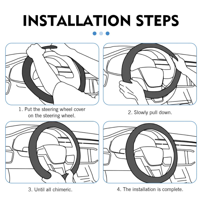 1 Pack Car Steering Wheel Cover Carbon Fiber, Leather Non-Slip Protector, Breathable All Season Universal Fit for Most Cars, Trucks, SUVs (Circular) 1 PC Circular