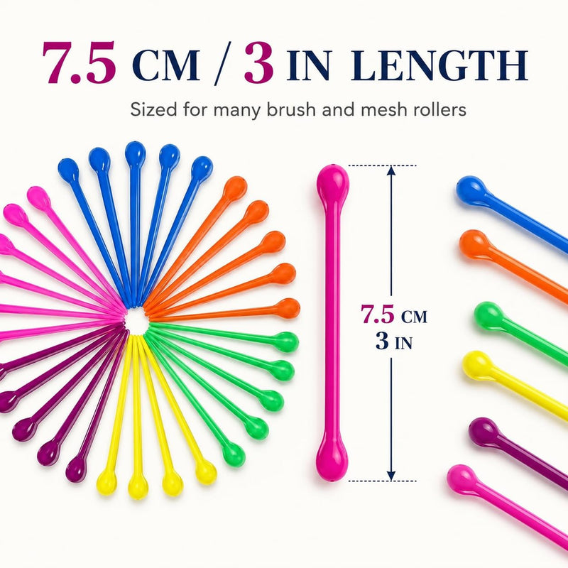 Mnixy 100 Pack Plastic Hair Perm Rods, 7.5 cm Curling Sticks, Single Colour | 100 reusable PP plastic curling rods in one colour, 7.5 cm long, for wet or dry hair styling, sectioning and salon practice.