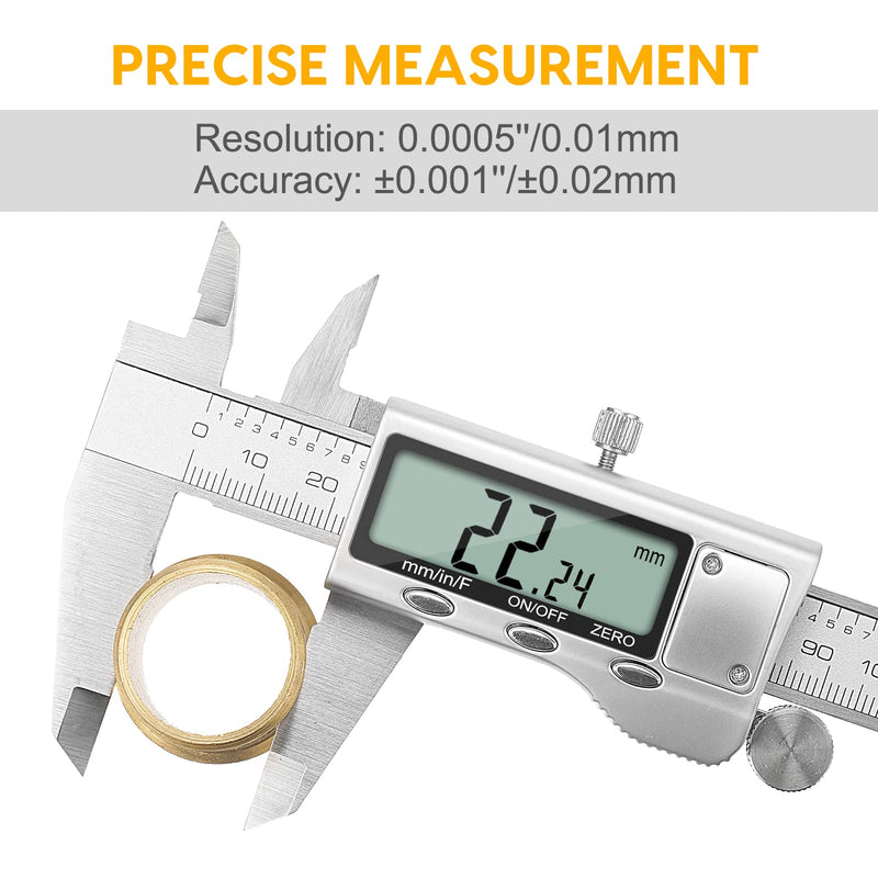 Digital Caliper, Sangabery 6 inch Stainless Steel Caliper Measuring Tool with Inch/Metric/Fractions Conversion and Large LCD Display, Perfect for DIY, Household and Professional Use 20-F