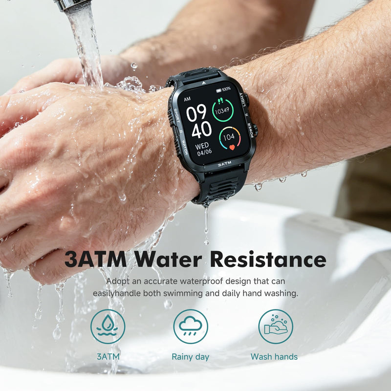 ALLENERGY Smart Watch for Men (Answer/Make Call) 1.96IN Waterproof SmartWatches with Flashlight 30+ Days Extra Long Battery Life 24/7 Fitness Tracker for 100+ Sport - Gift for Friend and Family
