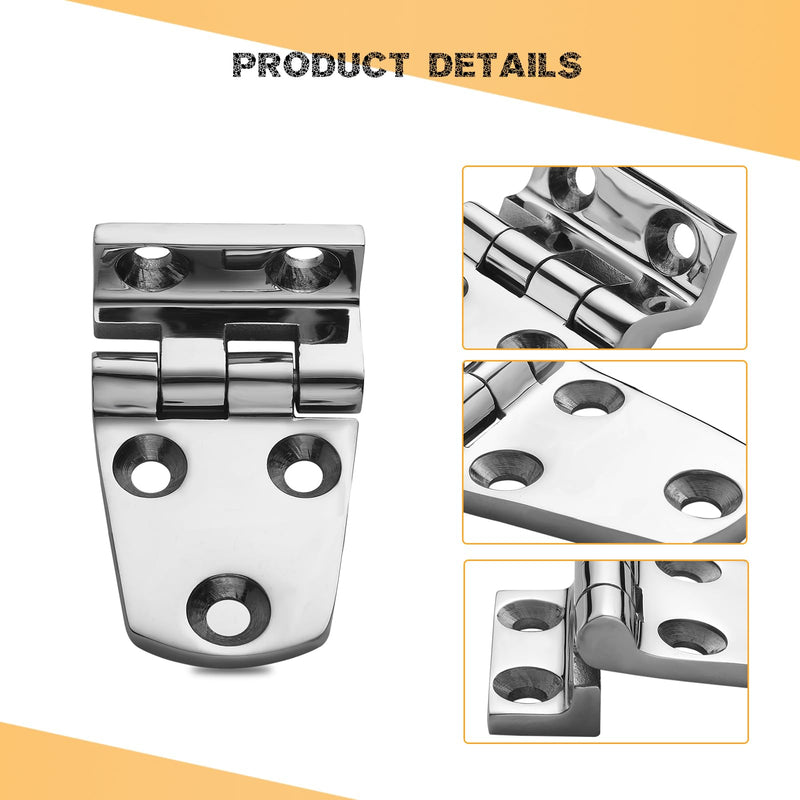 Heavy Duty Marine Boat Hatch Hinges 316 Stainless Steel, Offset Short Side Hinges, Sturdy Deck Cabinet Door Hinges with Screws (2-Pack) 2.125 x 1.5"