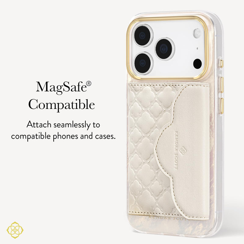 Kendra Scott Trifold MagSafe Wallet -Detachable Card Holder -Ivory Filigree | Phone Wallet with Snap Closure - Compatible w/MagSafe Phones & Cases - MagSafe Wallet for iPhone 17 Pro Max/16/15/14/Pixel 10 Ivory Filigree