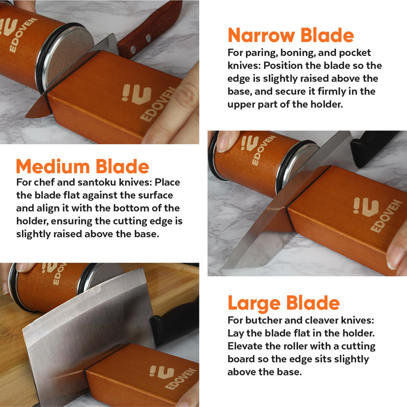 Rolling Knife Sharpener Kit - Beech Wood Magnetic Rolling Sharpener for Knives with 15 & 20 Degree Angles - Elegant Gift for Chefs & Cooks - Knife Sharpening Kit for Kitchen & Pocket Knives Standard Set