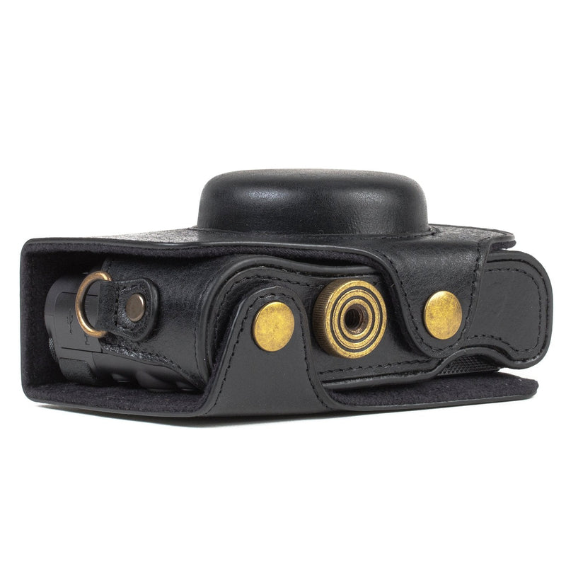 MegaGear MG1176 Canon PowerShot SX740 HS, SX730 HS Ever Ready Genuine Leather Camera Case with Strap - Black One Size