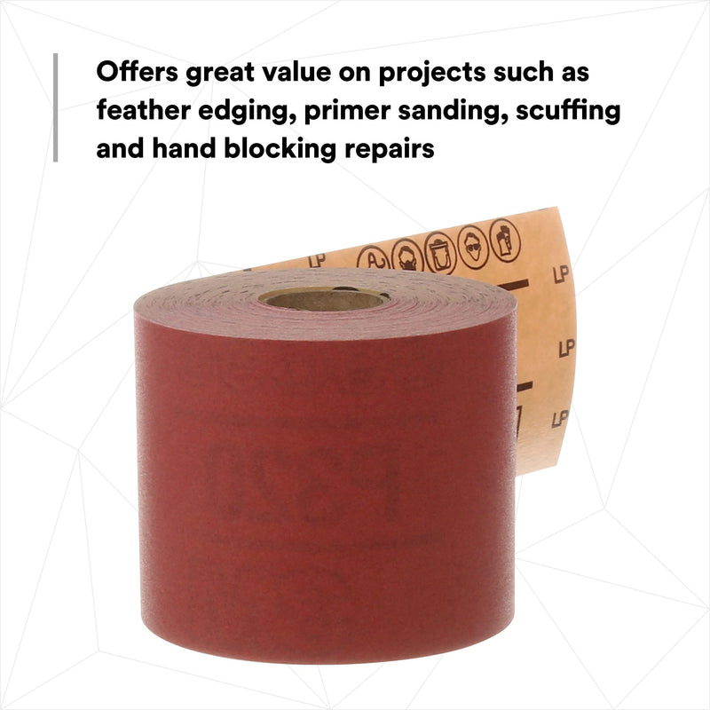 3M Stikit Red Abrasive Sheet Roll, 01681, No Hole, 2-3/4 in x 25 yd, 400+ Grade, Automotive Sanding Roll Sandpaper for Coating Removal, Body Repair, Auto Sanding 400+ Grit 2-3/4 in x 25 yd (Pack of 1)
