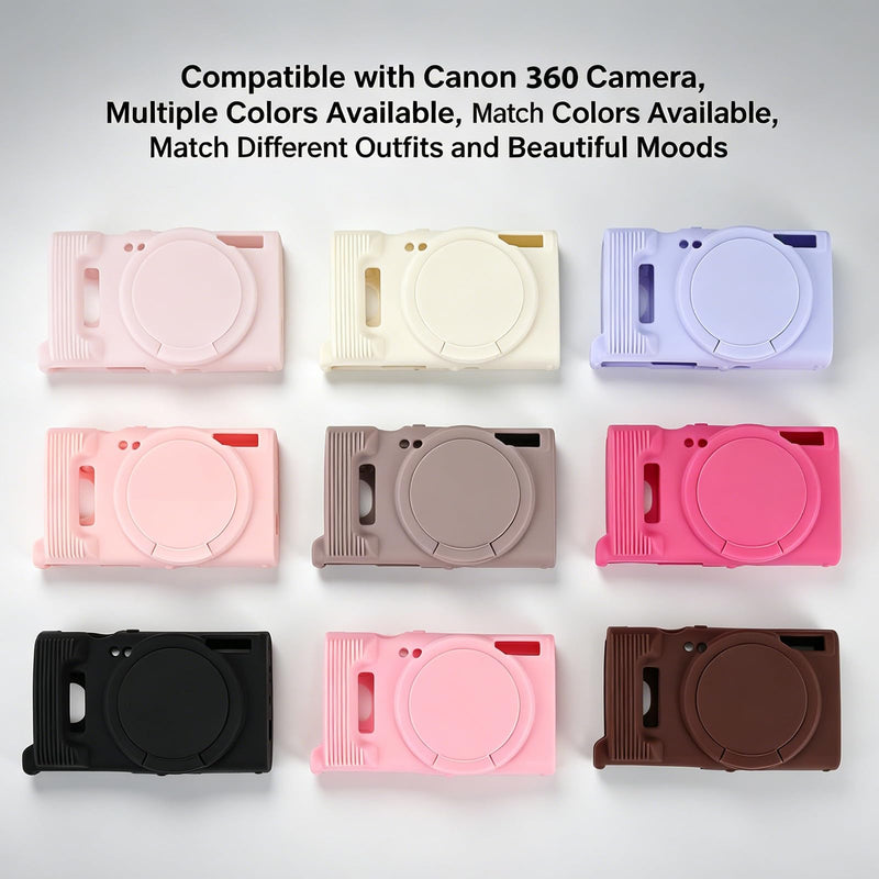 Camera Case for Canon PowerShot ELPH 360 HS/IXY 650 - Brown | Soft Silicone Protective Case, Lightweight, Anti-Scratch with Removable Lens Cover, 2 Screen Protector, 1 Wrist Strap