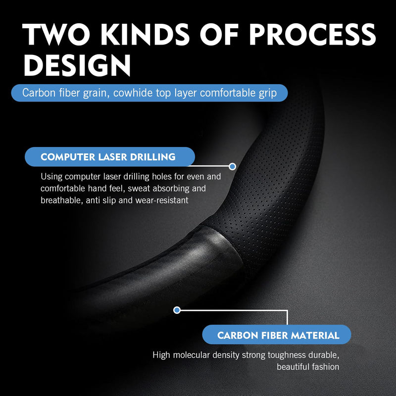 1 Pack Car Steering Wheel Cover Carbon Fiber, Leather Non-Slip Protector, Breathable All Season Universal Fit for Most Cars, Trucks, SUVs (Circular) 1 PC Circular