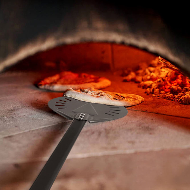 Pizza Turning Peel 9 Inch Round Aluminum Pizza Turner Perforation Pizza Peel with 40 Inch Long Handle Outdoor Pizza Oven Accessories