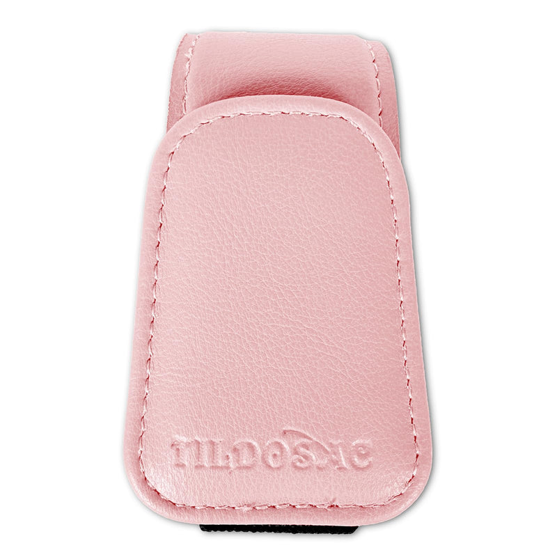 Sunglasses Holder for Car Visor, Leather Magnetic Sunglass Holder for Car with Clip, Pink