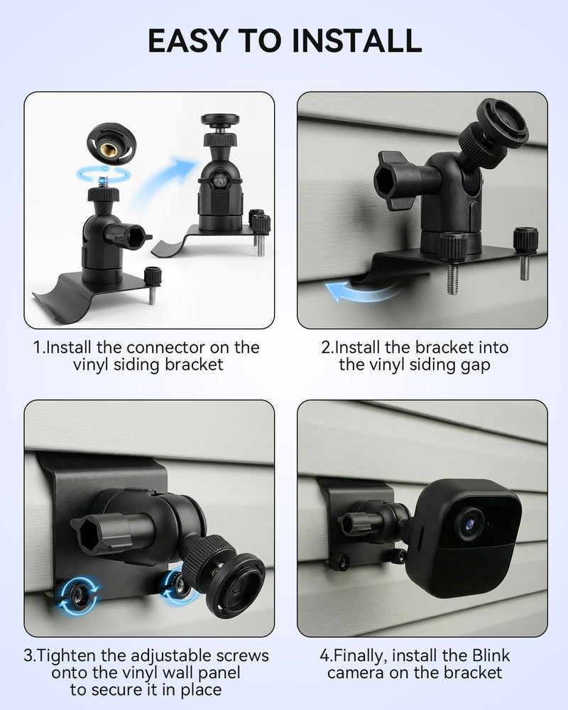 3Pack Vinyl Siding Mount Compatible with Blink Outdoor 2K+/ Blink Outdoor 4/(3rd Gen) XT3/Blink XT/XT2/Mini, Adjustable Mounting Bracket with Vinyl Siding Clips Hooks
