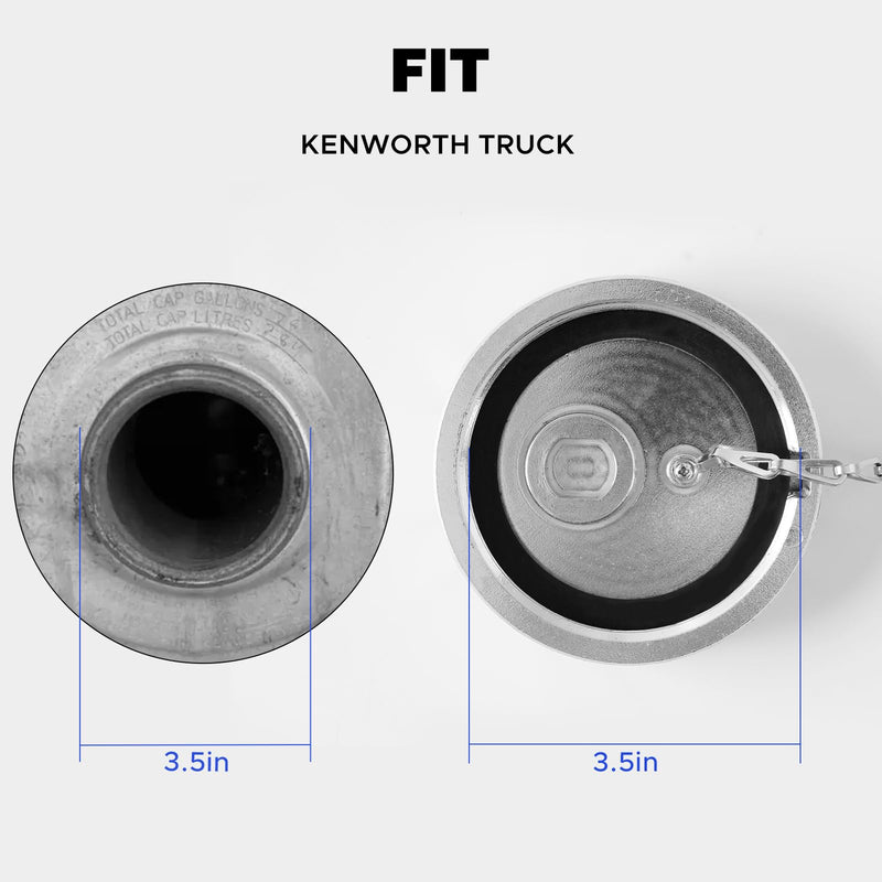 Fuel Tank cap Gas Cap - Non-Locking, Solid, 3 In 1/2 in for Kenworth Trucks
