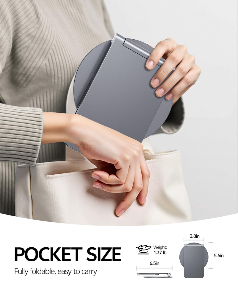 LULULOOK Stand for Surface Pro/Go - Aluminum Alloy 360° Swivel Base, Foldable Tablet Holder/Riser for Microsoft Surface Pro 7–11 & Go 2–4 | Portable Office Desk Accessories, Gray