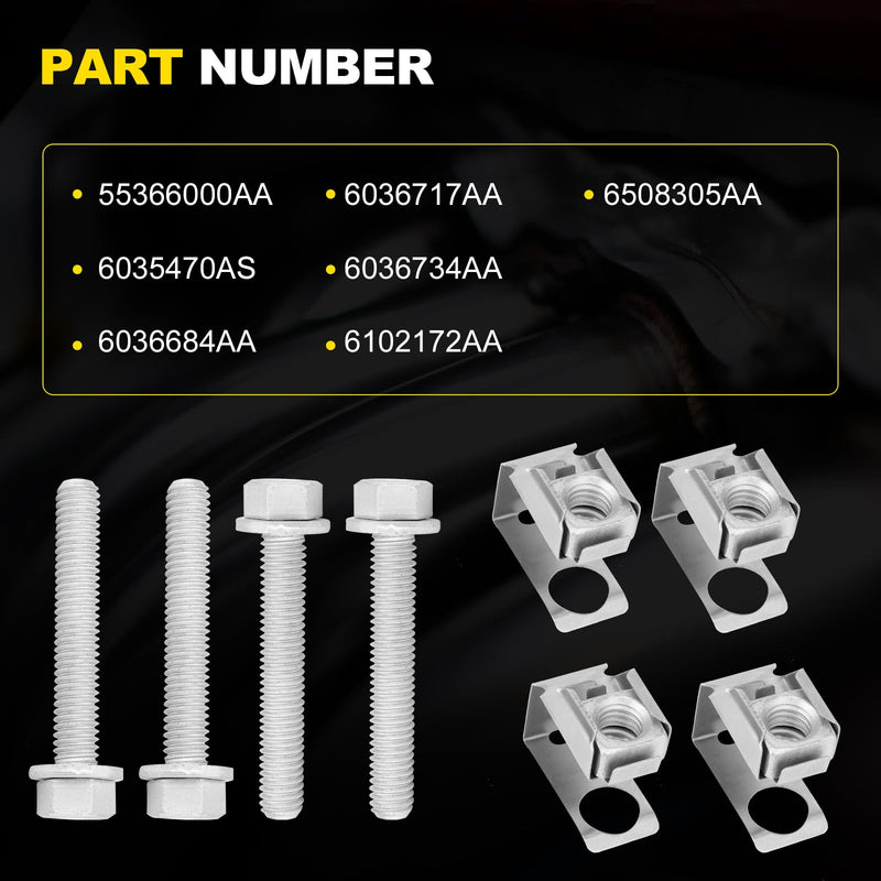 4 Sets Exhaust Manifold Flange Bolts & Nuts 03442 Hardware Kit Compatible with Jeep Wrangler, Dodge Durango Dakota, Ram 1500, Replace# 55366000AA 6036717AA