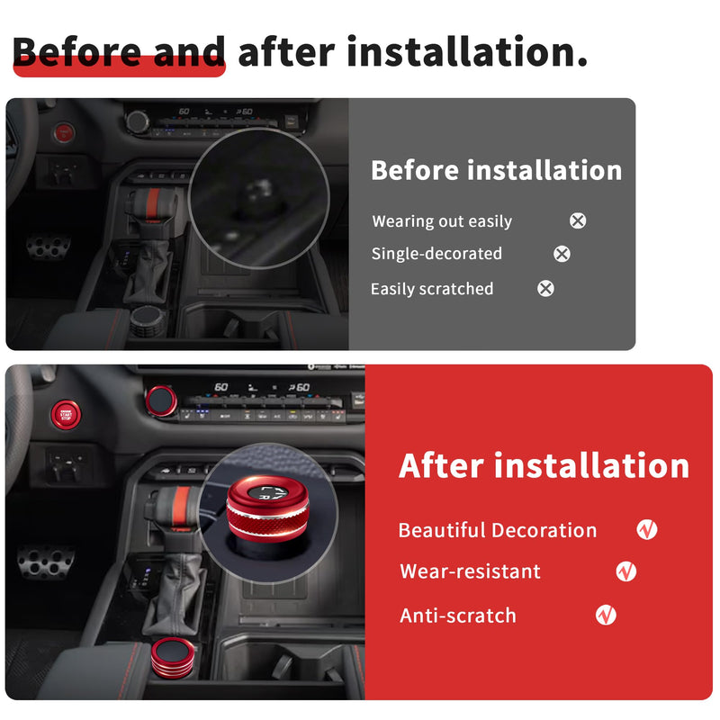 Knob Cover Accessories for Toyota Tundra 2022-2025 & Sequoia 2023-2025, 5pcs Aluminum Alloy Trim Set (Red, 14-inch Display Screen) Red