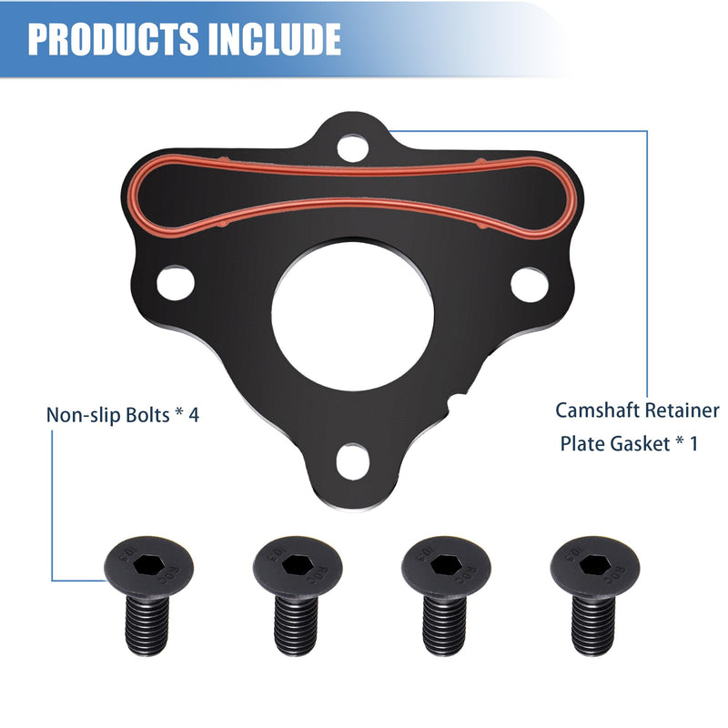 Sorello Camshaft Retainer Plate Kit with Gasket and Mounting Bolts Compatible with Cadillac Chevy GMC Buick Hummer Pontiac Saab LS & LT Engines 4.8L 5.3L 5.7L 6.0L 6.2L - Replace 12589016