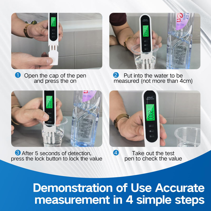 2026 Drinking Water Tester; Digital TDS Meter with Voice Announcement of Test Results; Suitable for Aquariums, Household Distilled Water, and Pool Water Testing Kits (White) White