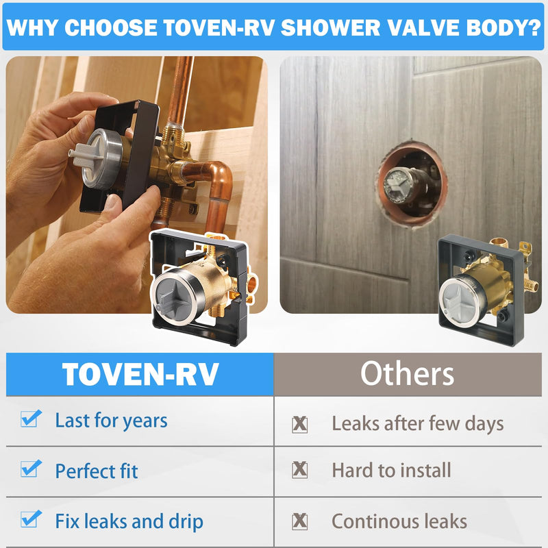 R10000-UNBX MultiChoice Universal Shower Valve Body, Rough-in Tub and Shower Valve Compatible with Delta 13/14, 17, 17T Series Trim Kits, 1/2-Inch Universal Inlets for PEX, Copper, CPVC R10000-UNBX
