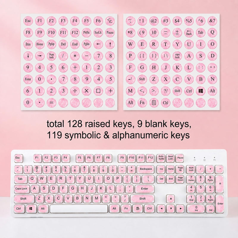 128 Pcs Keyboard Stickers for Long Nails, Universal Adhesive Keyboard Bubbles, Comfortable Long Nail Keyboards for Women, Reusable Keyboards Accessories for Gamers, Writers, Home, Office Use