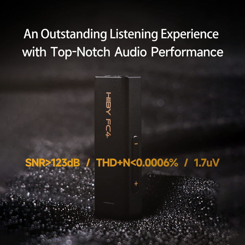 HiBy FC4 Headphone Amplifier Portable DAC with 4.4mm and 3.5mm Headphones Outputs Support MQA16X PCM768K DSD256 High Driving Power for Android/iOS/Mac/Windows Black