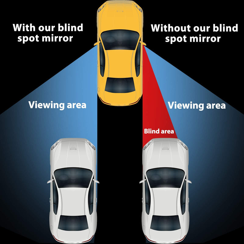 4 Pcs Blind Spot Mirrors 360 Degree 2 Inch Car Rear View Adjustable Wide View Angle Black Round Glass Convex Mirrors Adjustable with Frame for Car SUV Truck Accessories