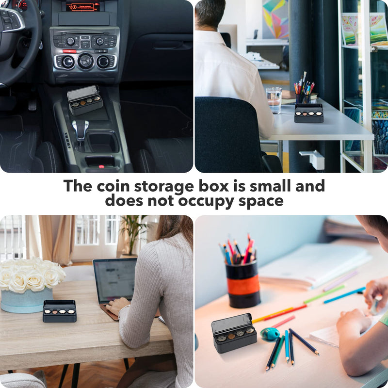 SINGARO Coin Holder for Car, Coin Change Organizer Compatible with Coins of Different Sizes, Dash-Mounted Holder Suitable for Most Cars, Trucks(Black) Black 1PCS