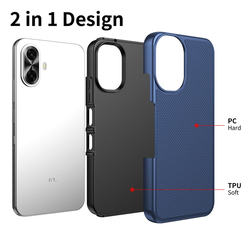 Phone Case for TCL K70 5G/TCL K70 XE with Screen Protector Blue | TCL K70 Phone Case Dual Layer Silicone Heavy Duty Protection Rugged Military Grade Shockproof Design Blue