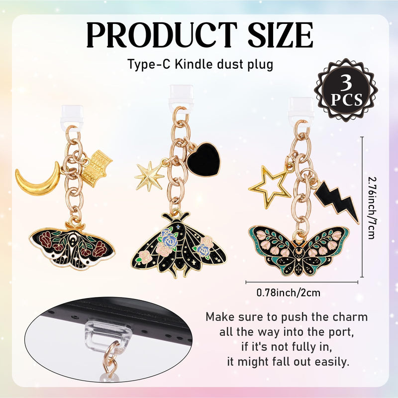 Dust Plug Charm Fantasy Alloy Pendant Chain for Kindle E-Reader Moth