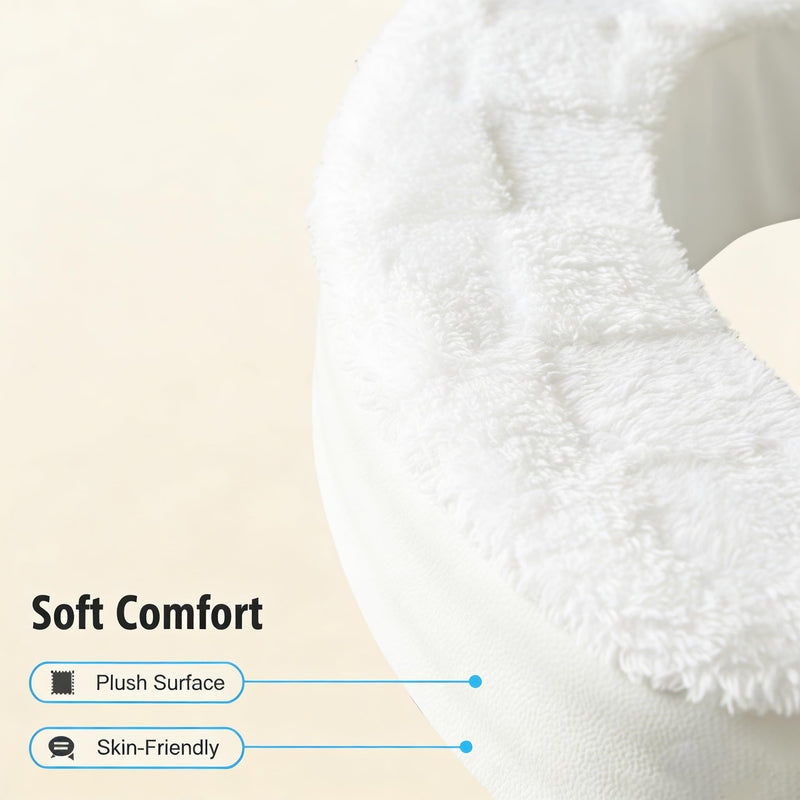Toilet Seat Riser Cushion, 3-Inch Padded Toilet Seat Cushion for Seniors, Firm High-Density Foam with Secure Fastening, Stable and Non-Slip, Fits Standard and Elongated Toilets White 3 Inch Plush