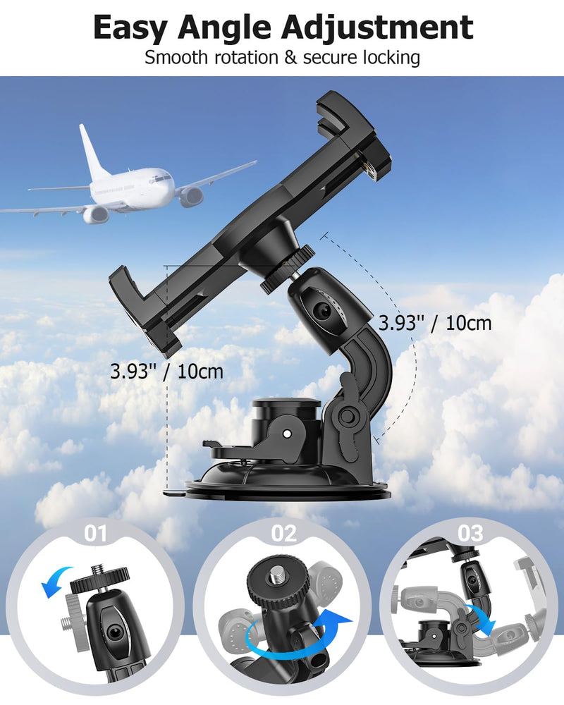 Aircraft Cockpit Tablet Holder Suction [Large Powerful Suction Cup] Aviation Pilot Tablet Mount for Windshield Window Compatible with iPad mini Air Pro, Galaxy Tab, Fold, Phone, Camera, 4-13"