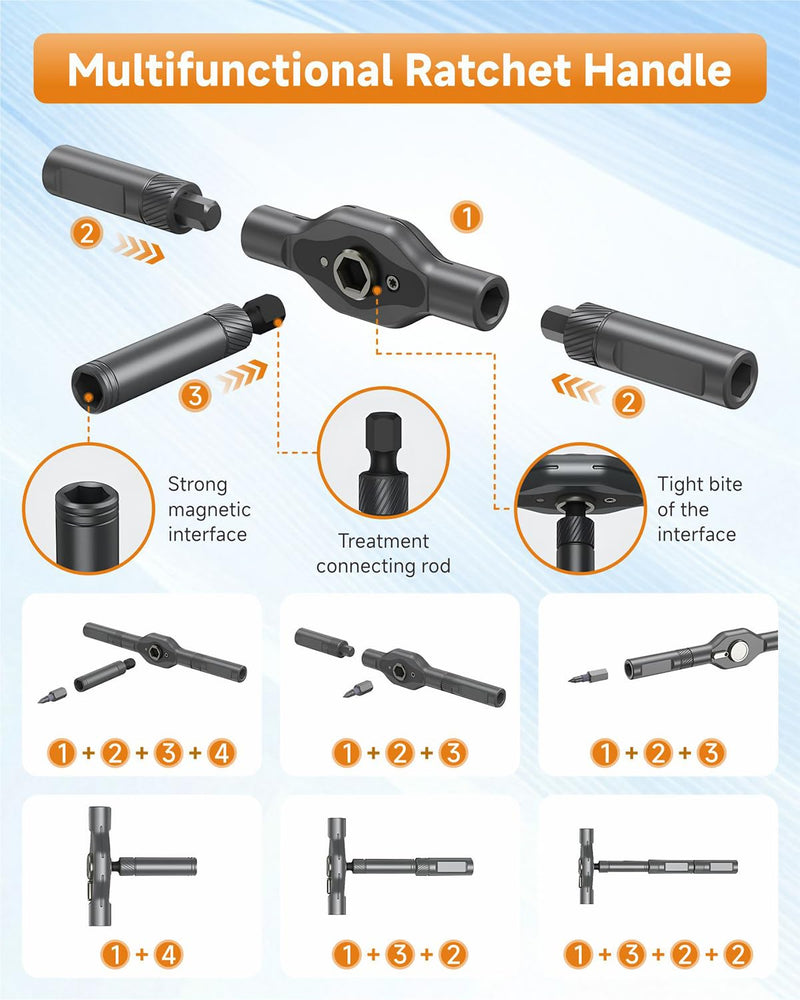 42 in 1 Magnetic Ratchet Screwdriver Set - Multi Bit Ratcheting Screwdriver Set with Portable Repair Tool Kit for Electronics, Computers, Bicycles, Watch,Furniture,Ring Doorbell and DIY