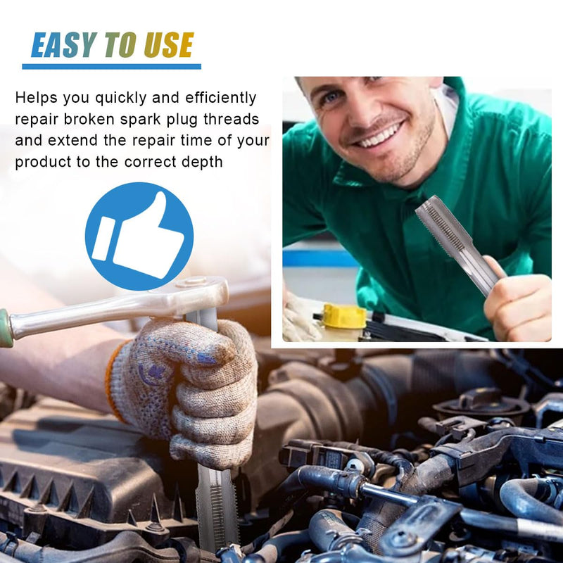 Spark Plug Thread Repair Kit, Stainless Steel Car Repair Tool Accessories Include M14×1.25 Thread Inserts and M16×1.25 Tap, Suitable for Automotive Gasoline Engines Generators